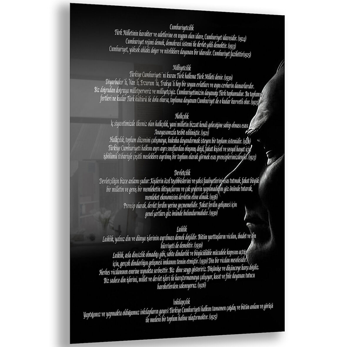 Atatürk Sözleri 1 Cam Tablo - Dikey Motif 02-001
