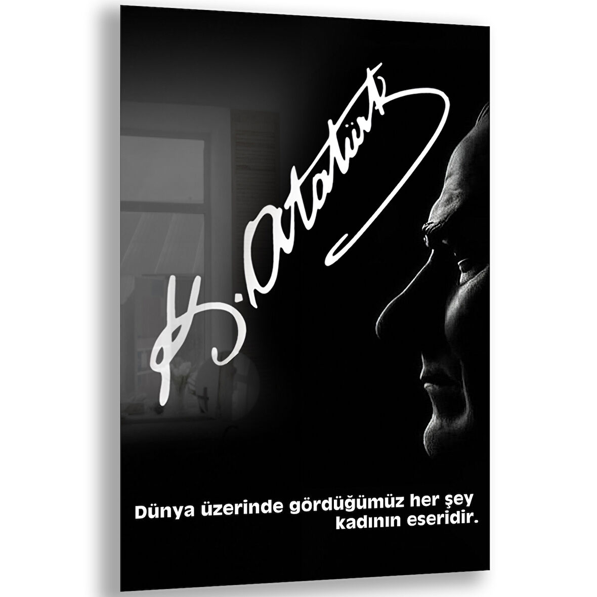 Atatürk Sözleri 1 Cam Tablo - Dikey Motif 02-007