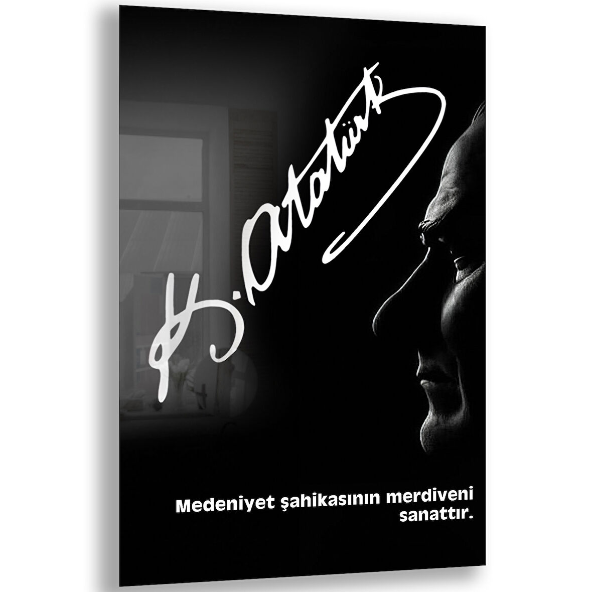 Atatürk Sözleri 1 Cam Tablo - Dikey Motif 02-009