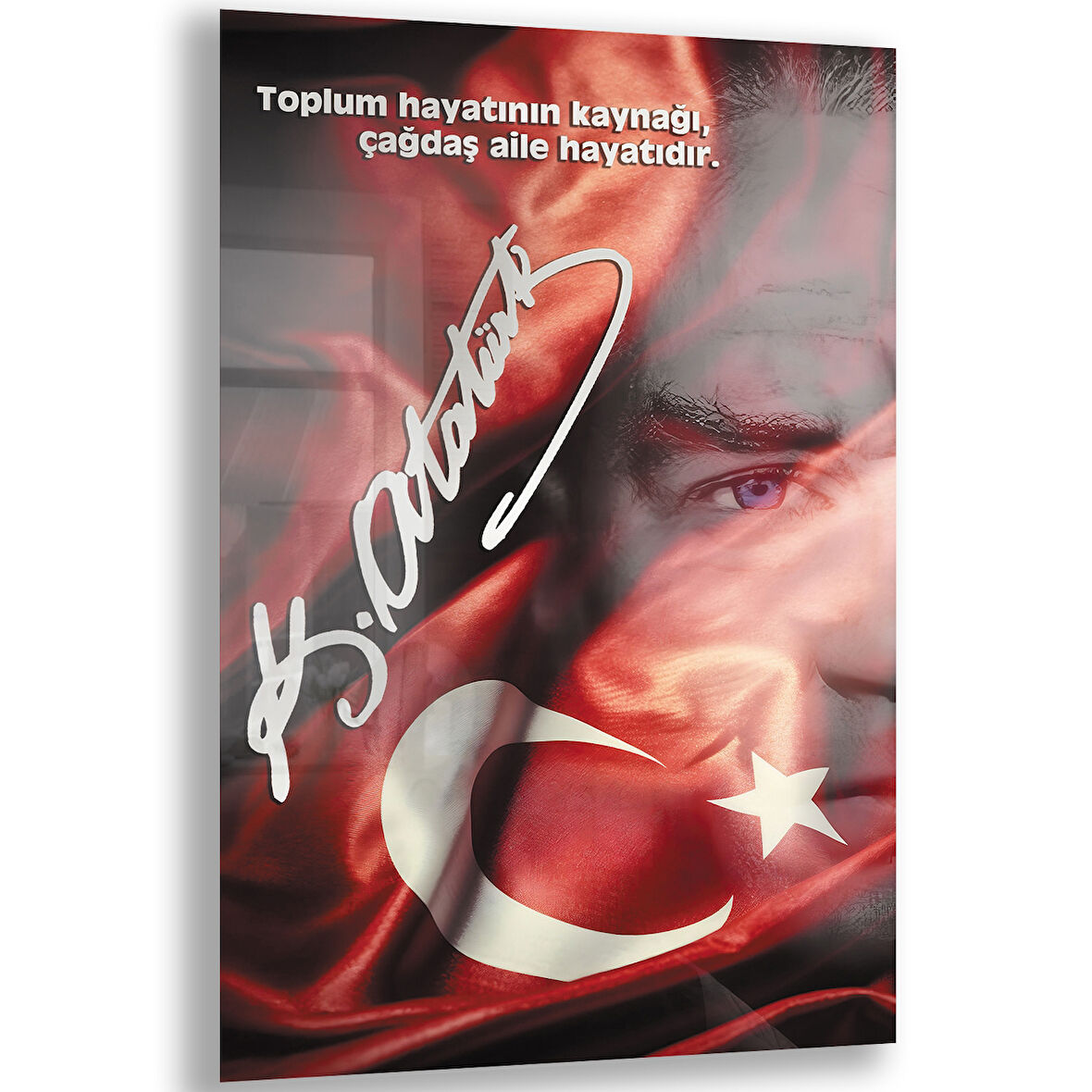 Atatürk Sözleri 3 Cam Tablo - Dikey Motif 02-008