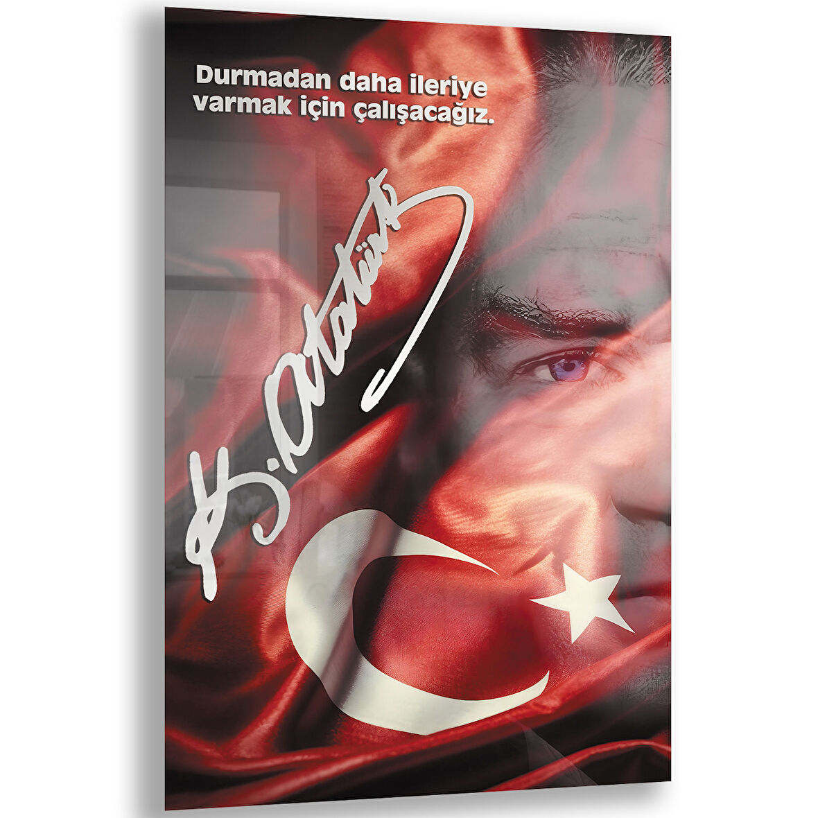 Atatürk Sözleri 3 Cam Tablo - Dikey Motif 02-011