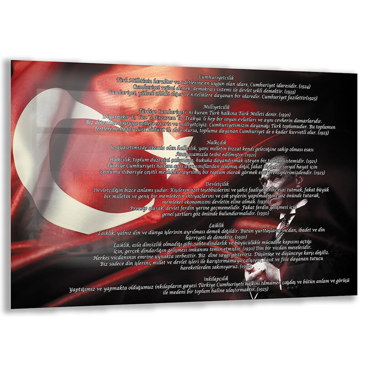 Atatürk Sözleri 4 Cam Tablo - Yatay Motif 01-001