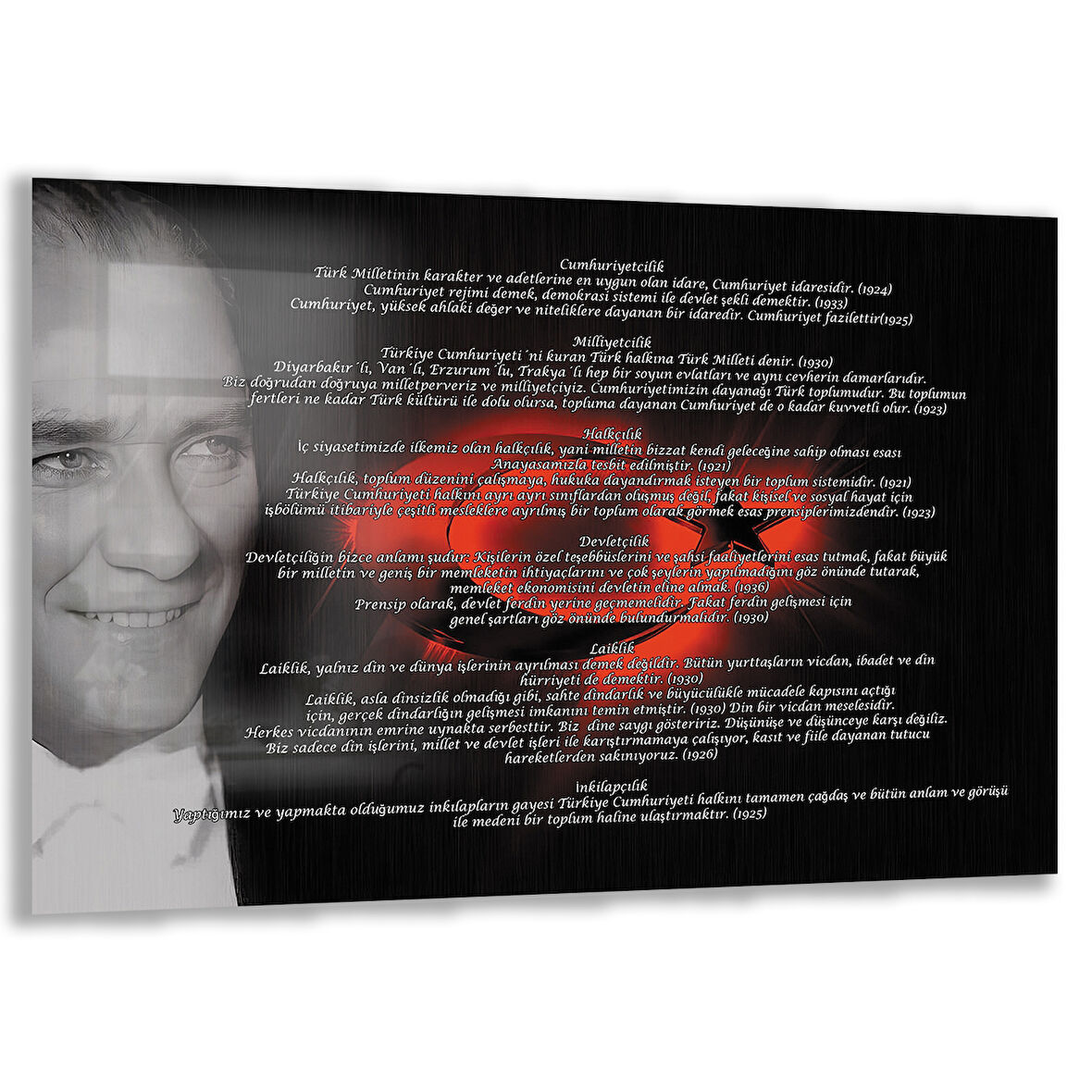 Atatürk Sözleri 6 Cam Tablo - Yatay Motif 01-001