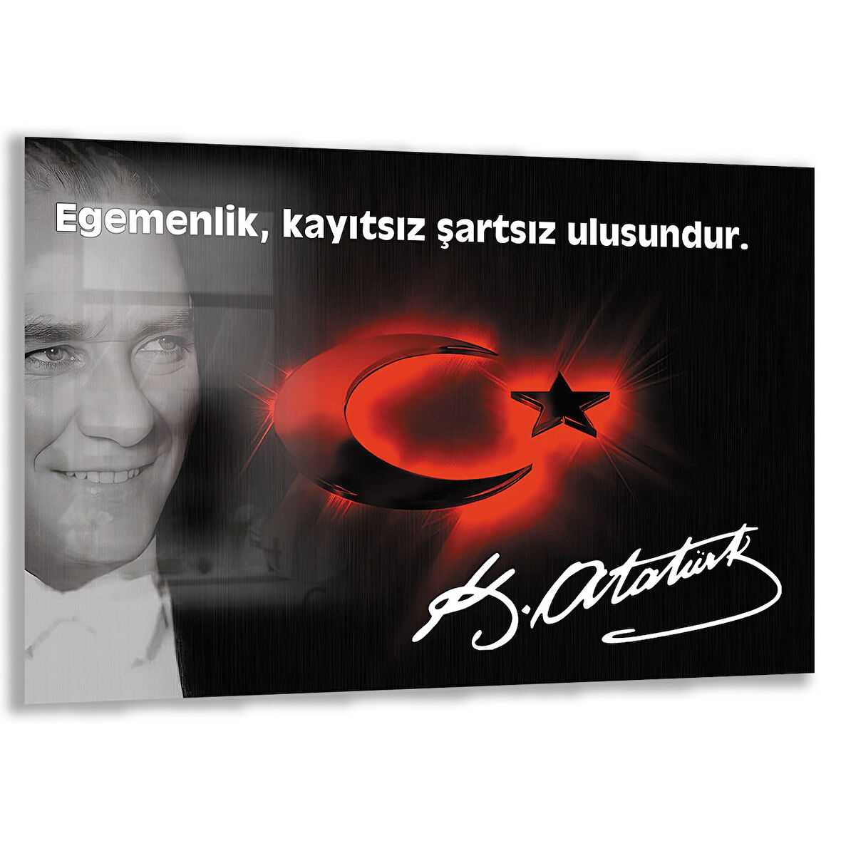 Atatürk Sözleri 6 Cam Tablo - Yatay Motif 01-002