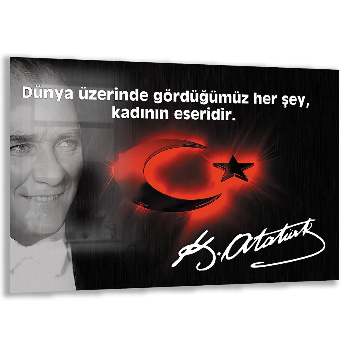 Atatürk Sözleri 6 Cam Tablo - Yatay Motif 01-007