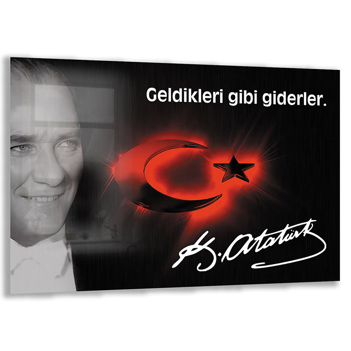 Atatürk Sözleri 6 Cam Tablo - Yatay Motif 01-015