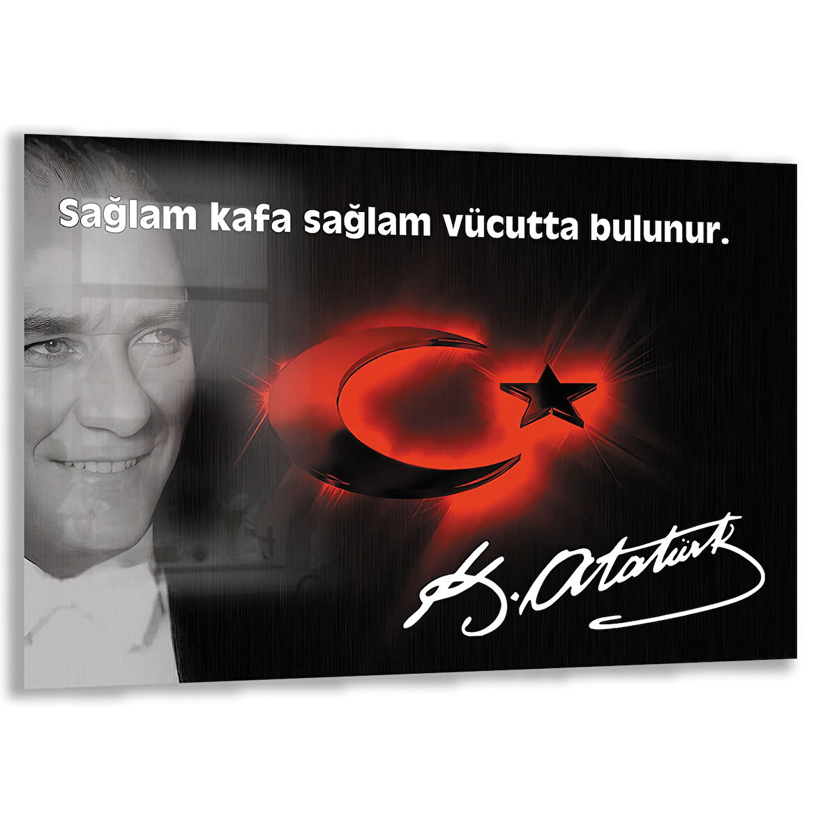Atatürk Sözleri 6 Cam Tablo - Yatay Motif 01-018