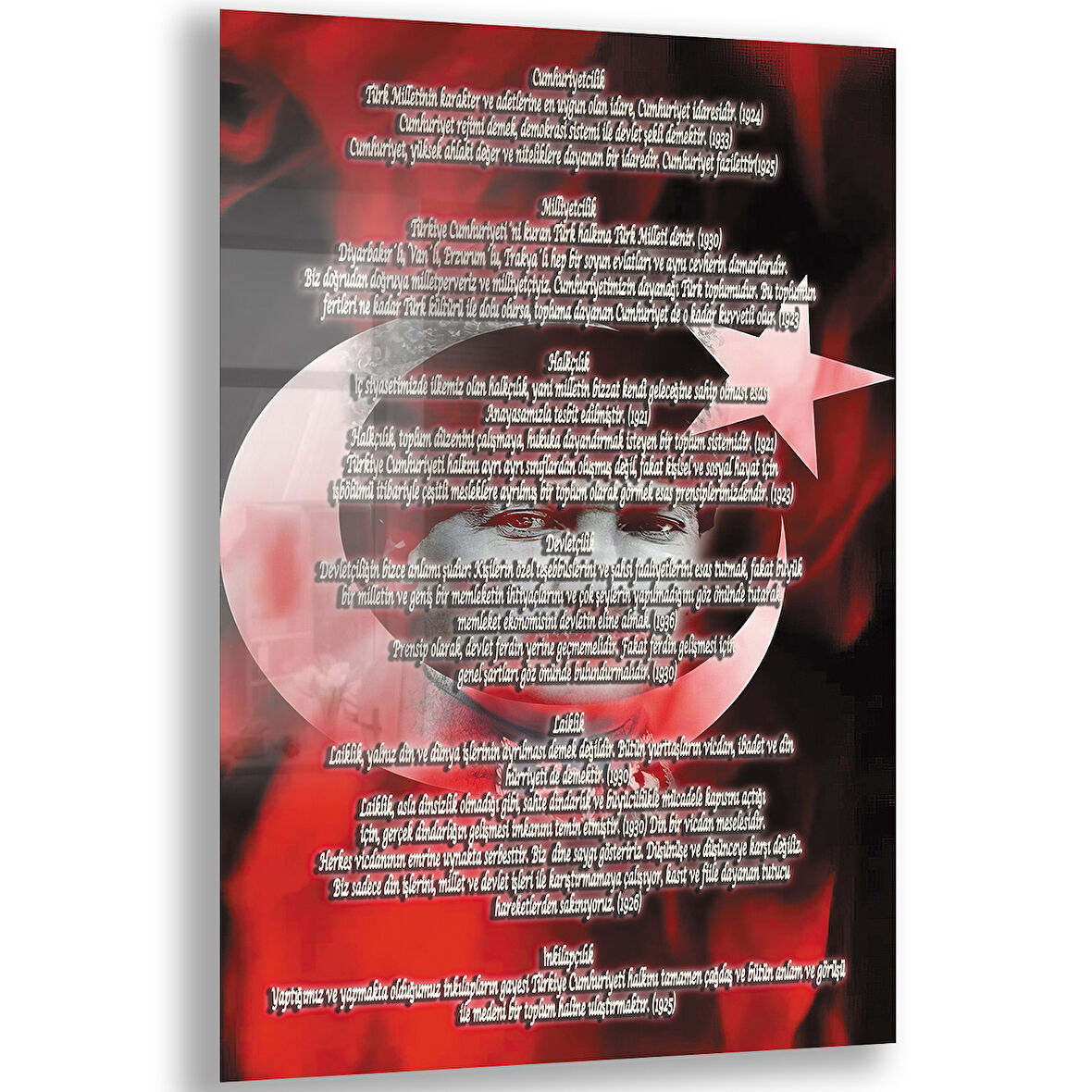 Atatürk Sözleri 7 Cam Tablo - Dikey Motif 02-001