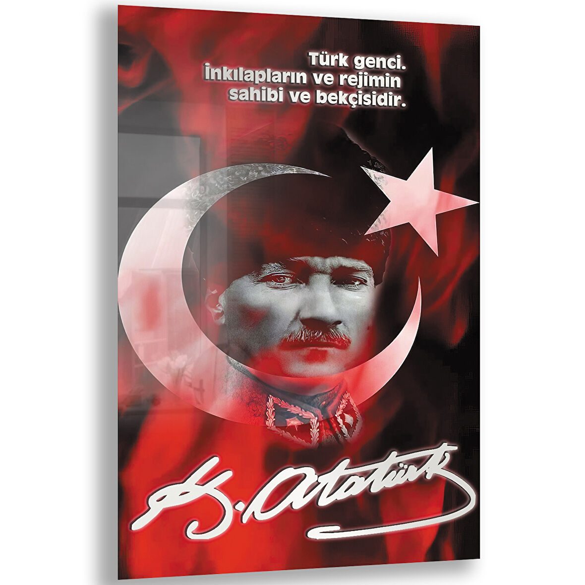 Atatürk Sözleri 7 Cam Tablo - Dikey Motif 02-005