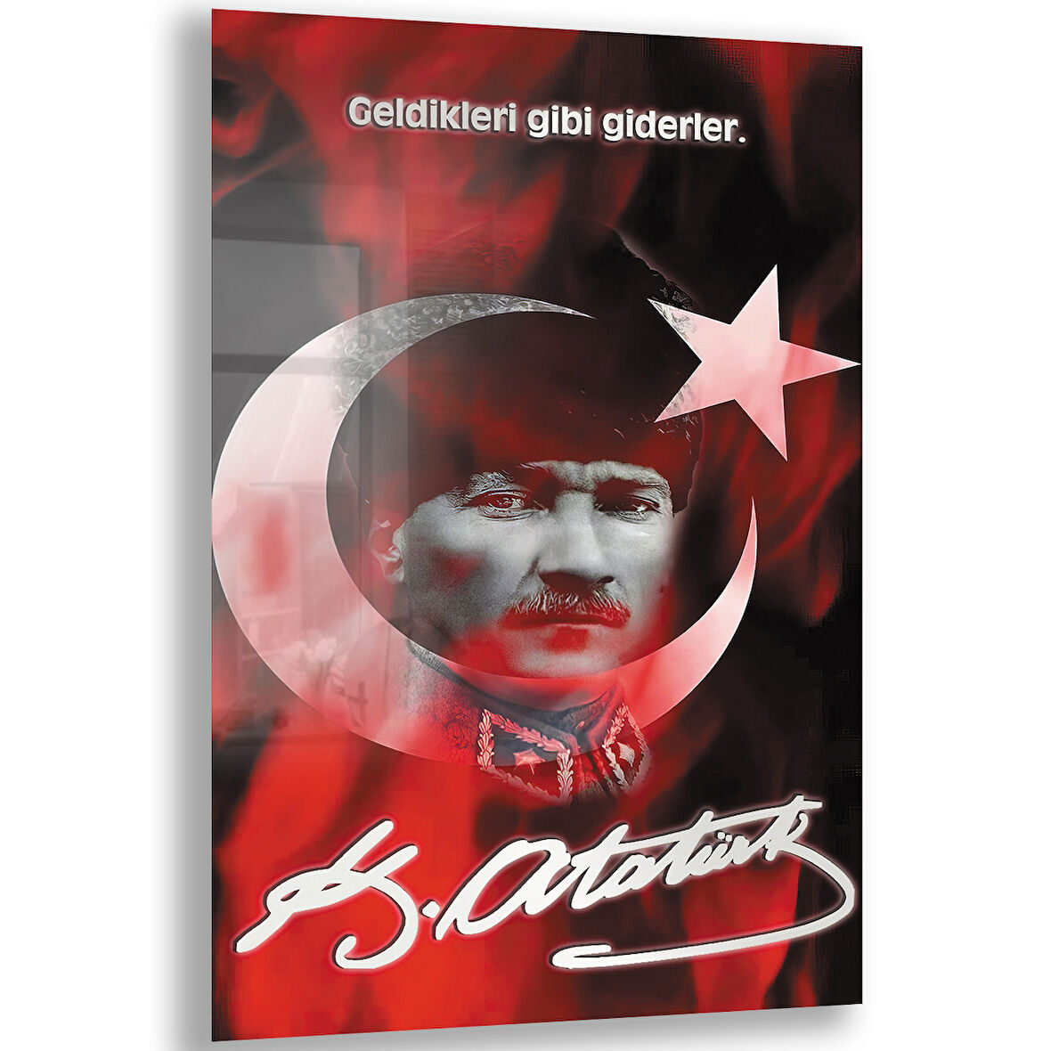 Atatürk Sözleri 7 Cam Tablo - Dikey Motif 02-015