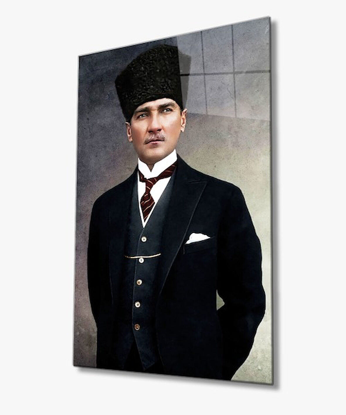 Atatürk 4mm Dayanıklı Cam Tablo Temperli Cam, Ataturk Glass Wall Decor.