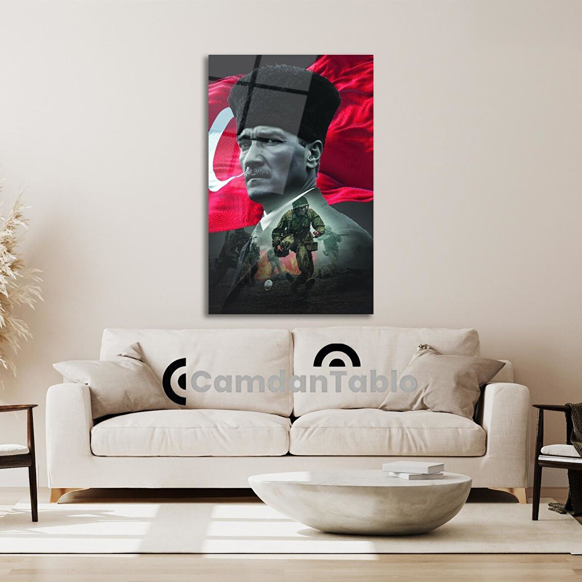 Atatürk ve Bayrak Cam Tablo