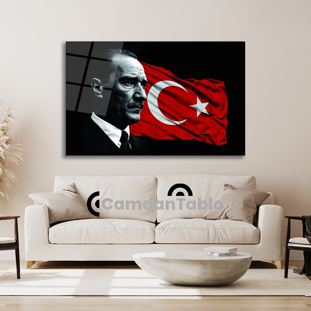 Atatürk ve Bayrak Cam Tablo