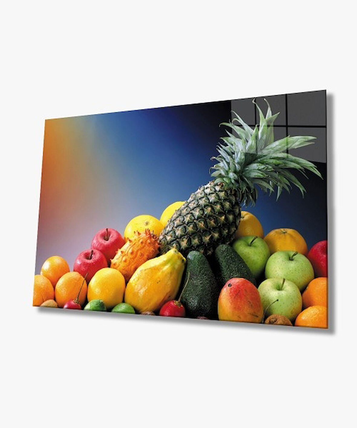 Meyveler Natürmort Mutfak Cam Tablo 4mm Dayanıklı Temperli Cam Fruits Still Life Kitchen Glass Wall Art