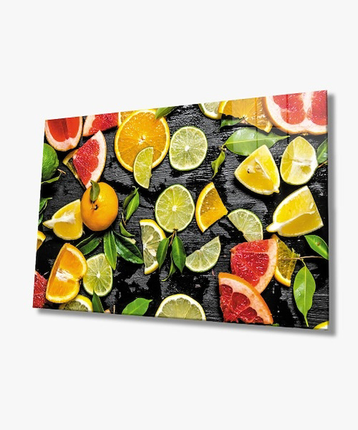 Dilimlenmiş Meyveler Mutfak Cam Tablo 4mm Dayanıklı Temperli Cam Sliced ​​Fruits Kitchen Glass Wall Art