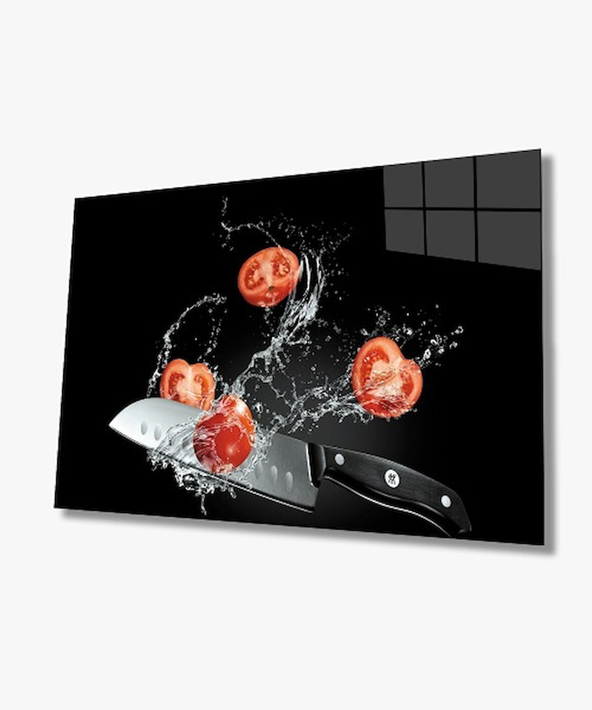 Bıçak Domates Mutfak 4mm Dayanıklı Temperli Cam Knife Tomato Kitchen Glass Wall Art