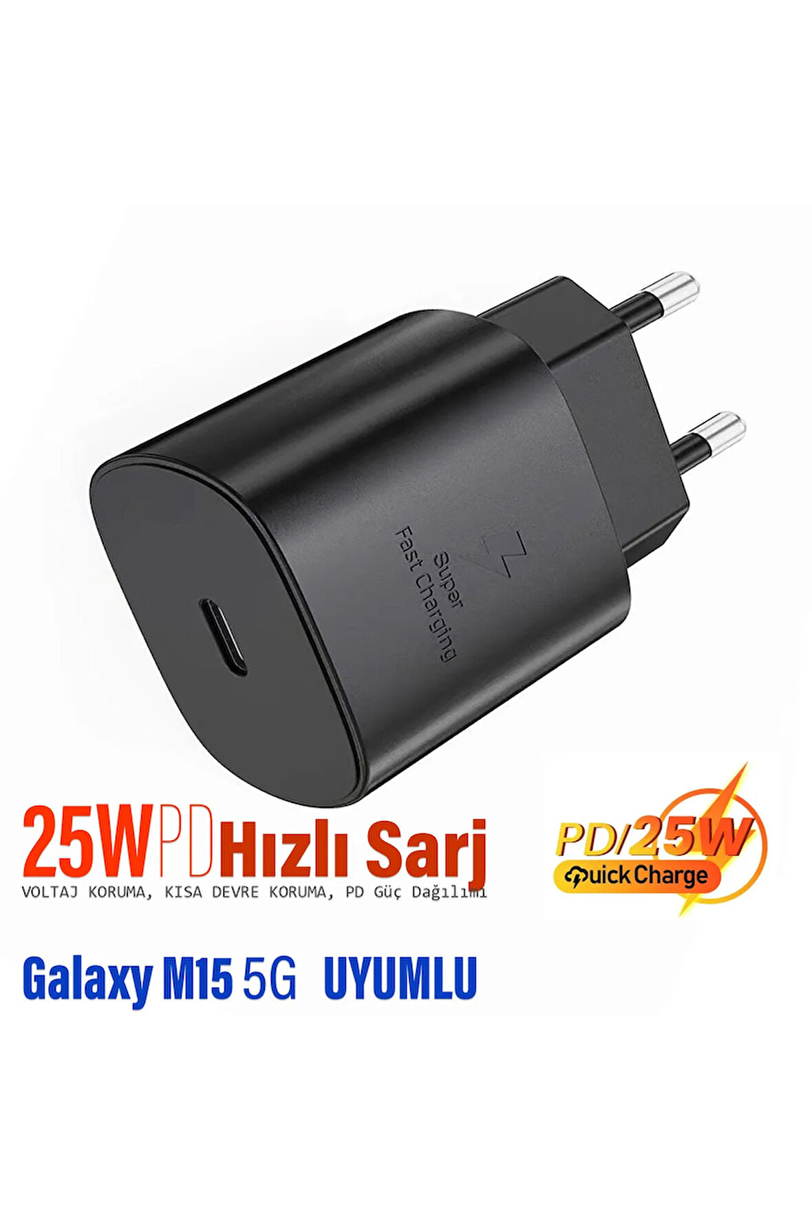 Samsung Galaxy M15 5G Uyumlu Şarj Aleti 25W HIZLI