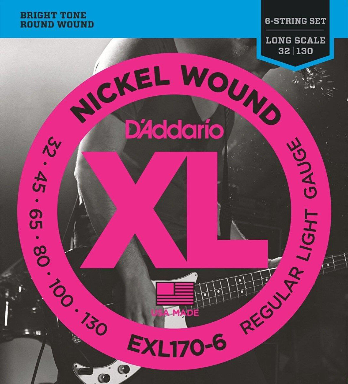 DADDARIO EXL170-6 BASS GİTAR TEL SETİ , 6 TELLİ, XL, 32-130, LONG SCALE