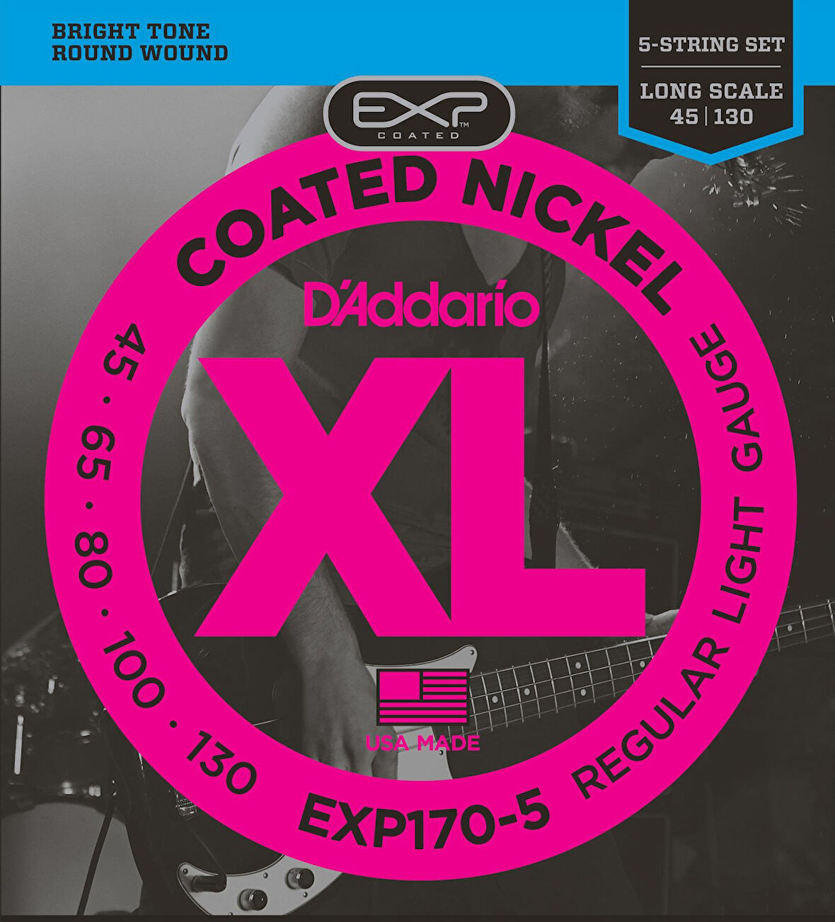 DADDARIO EXP170-5 BASS GİTAR TEL SETİ, 5 TELLİ, 45-130, COATED NICKEL