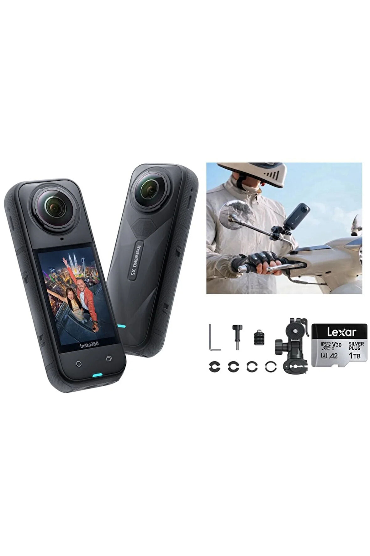 X5 Aksiyon Kamerası Moto Ayna Kiti 1 TB