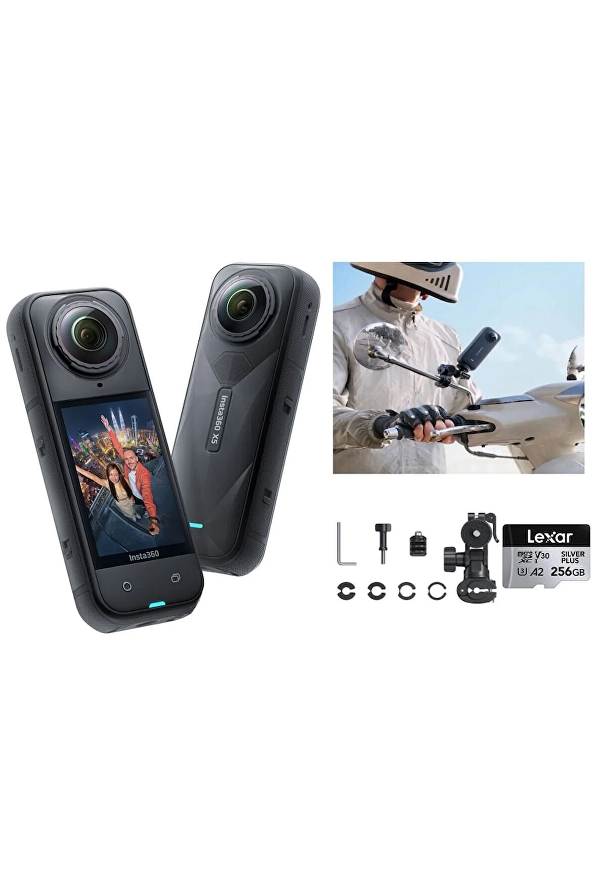 X5 Aksiyon Kamerası Moto Ayna Kiti 256 GB