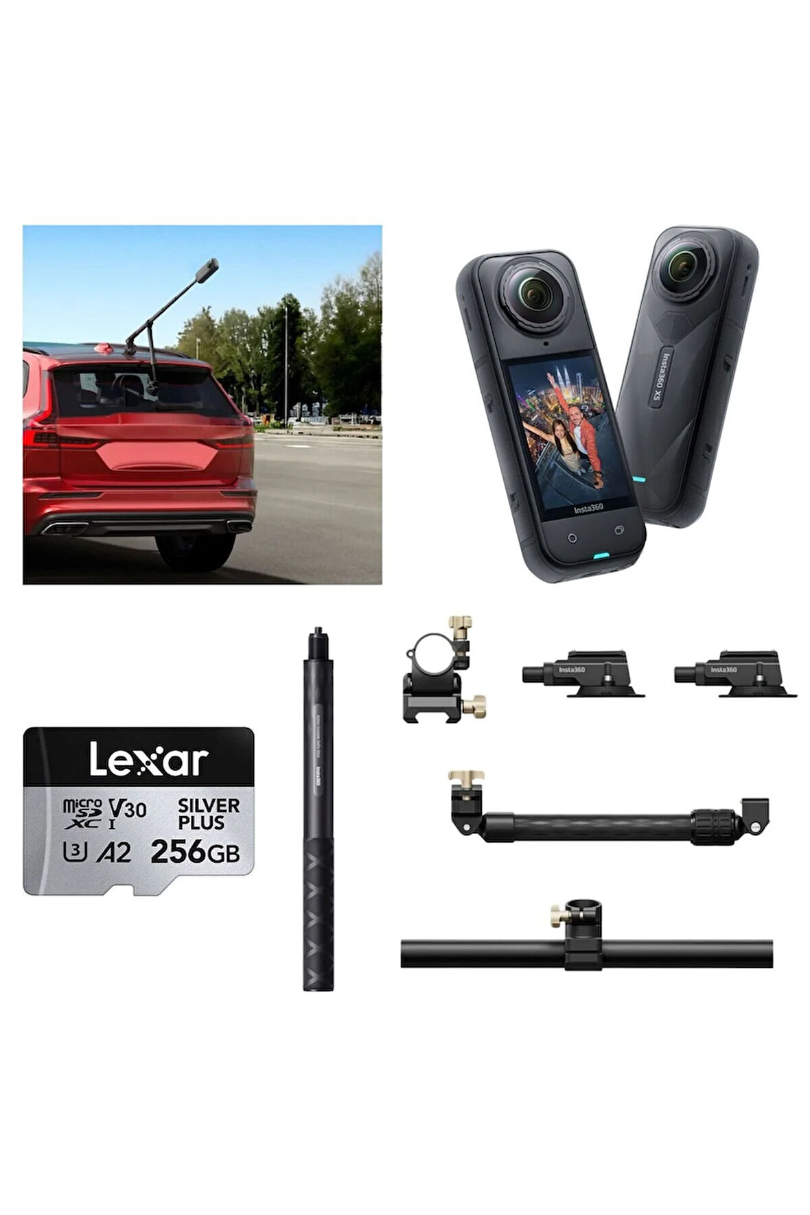 X5 Aksiyon Kamerası - Racing Araç Kit 256 GB