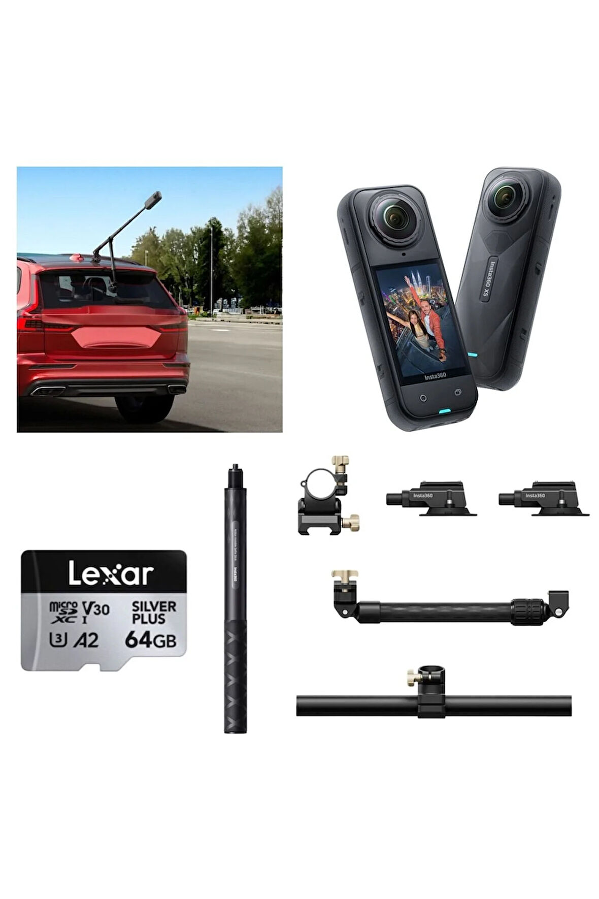 X5 Aksiyon Kamerası - Racing Araç Kit 64 GB