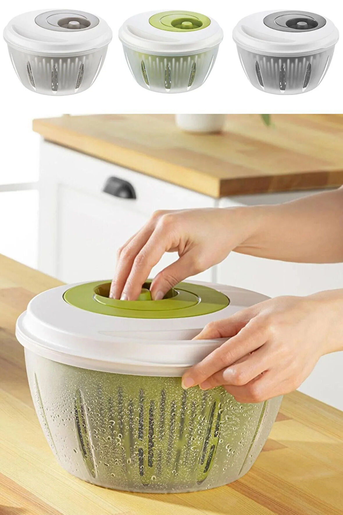 Pratik Salata Kurutucu, Sebze Yeşillik Marul Yıkama Ve Kurutma Kabı Leğen Şeklinde