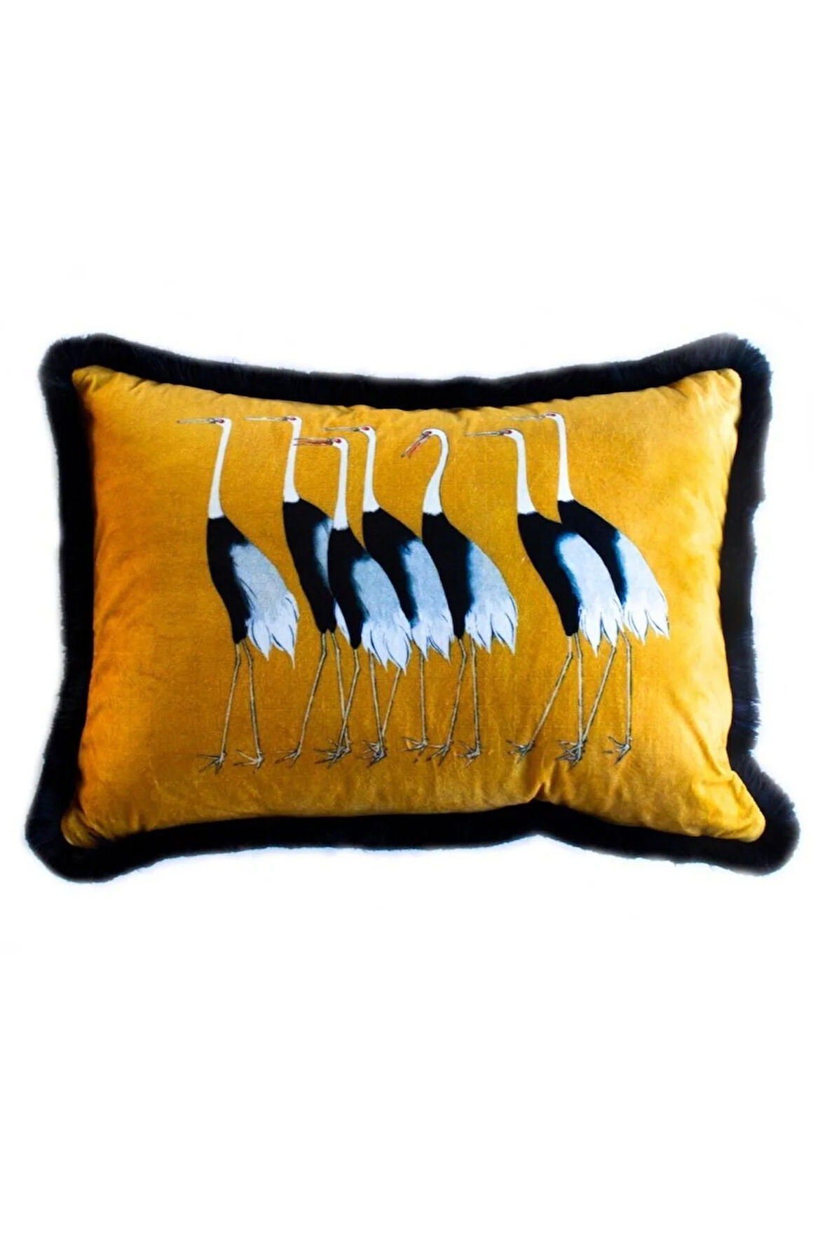 Leylekler Kadife Yastık/kırlent (dolgu Boncuk Elyaf, Uluslararası Yıkama Ve Solmama Sertifikası)