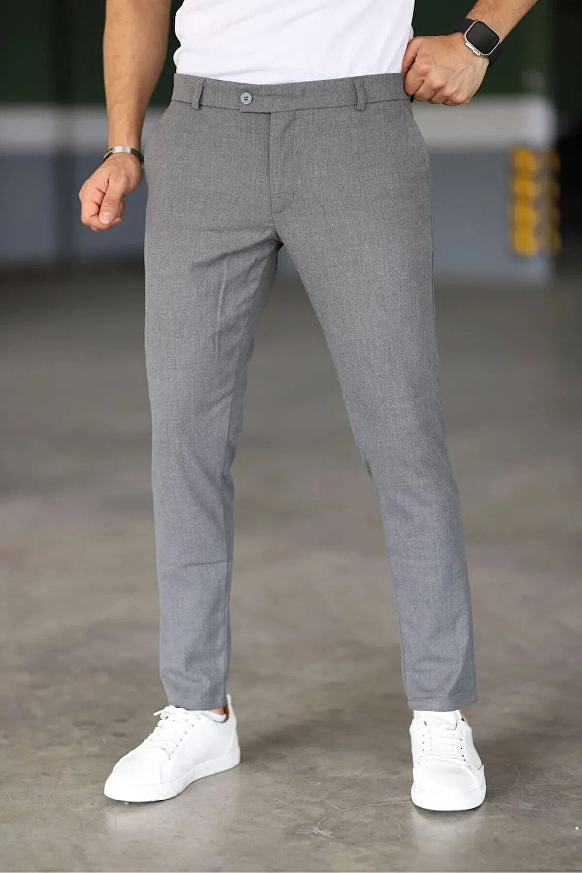 Erkek Okul Grisi Italyan Kesim Likralı Kumaş Pantolon Dar Kesim Boru Paça Spor Tarzı Klasik Pantalon