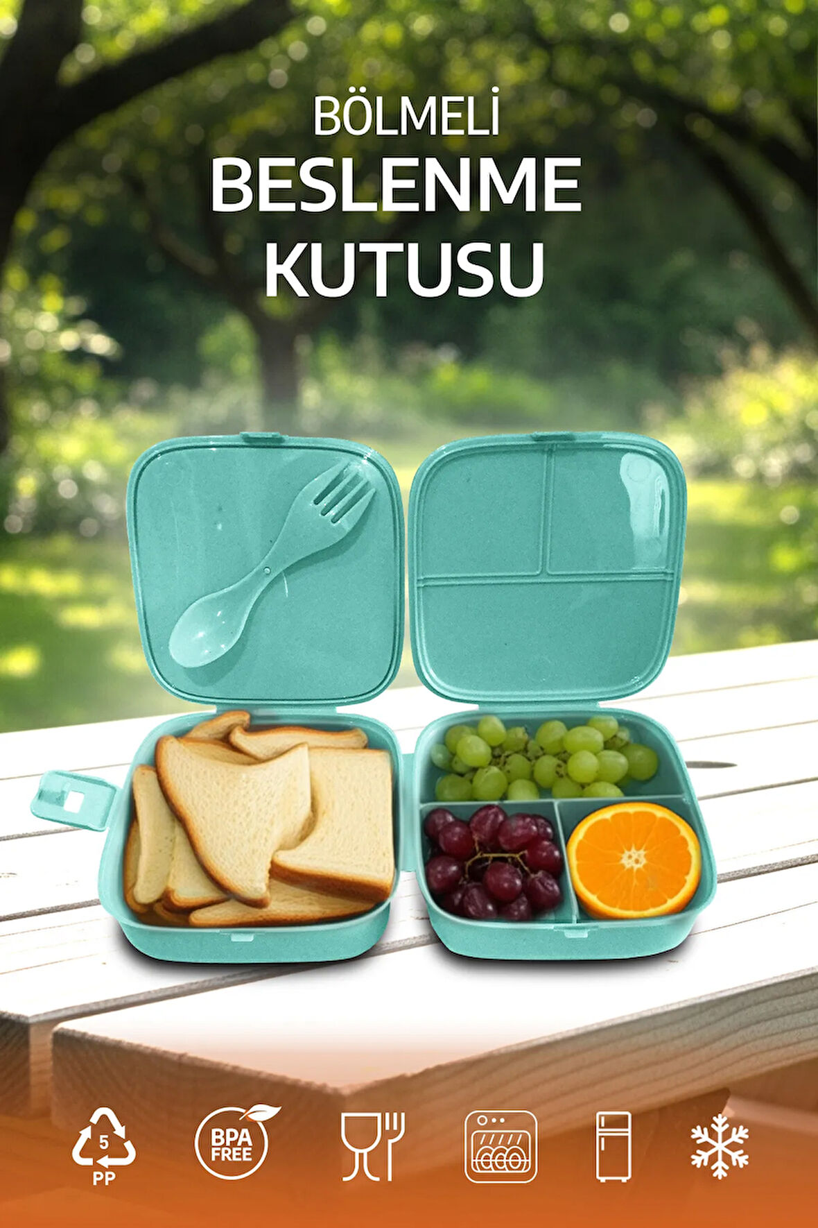 Bölmeli Beslenme Kutusu, Çocuk Kahvaltı Saklama Kabı, Öğrenci Okul Piknik Kamp Yemek Koyma Çantası
