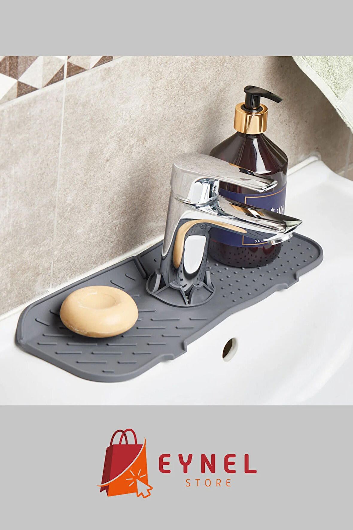 Elastik Musluk Matı Su Tutucu Düzenleyici Silikon Kaydırmaz Mutfak Banyo Lavabo Tezgah Üstü Matı