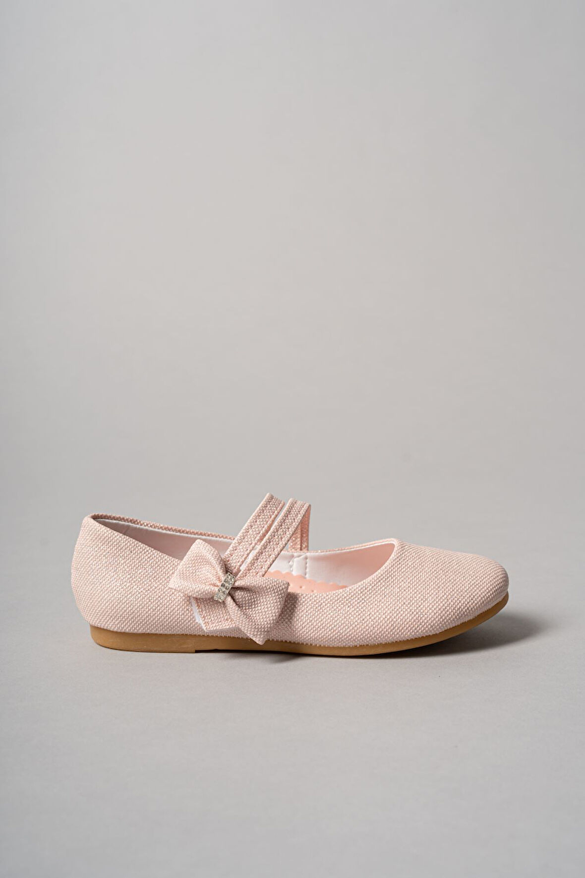 Çatal Baretli Fiyonklu Pudra Star Kız Bebe Ayakkabı