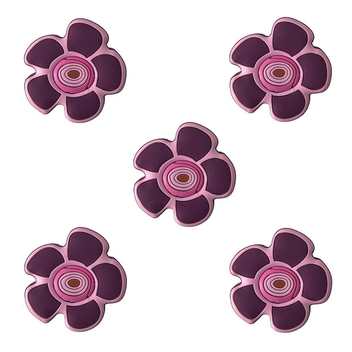 5 Adet Çocuk Odası Mobilya Kulp Dolap Düğme Mor Papatya