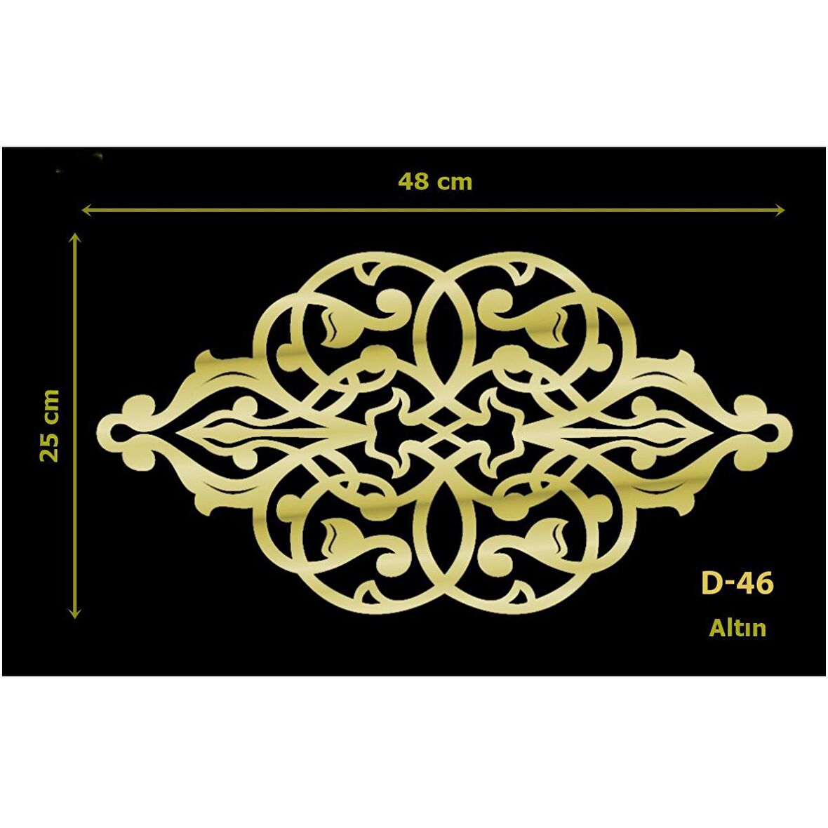 D-46 Altın 48 x 25 cm Sibu Aynalı Pleksi Mobilya Dolap Süsü 