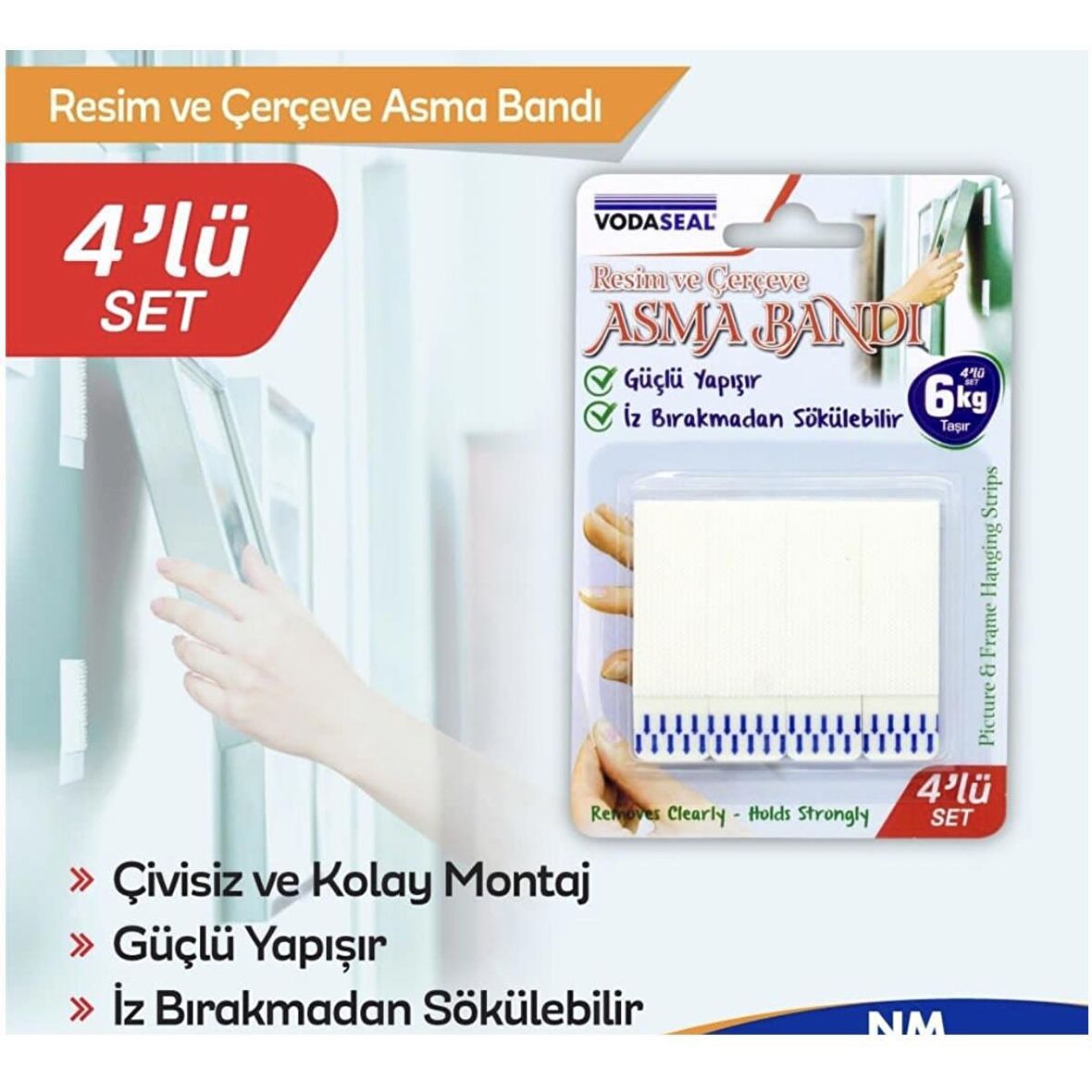 Vodaseal Resim ve Çerçeve Asma Bandı Bantı 4 Lü Set