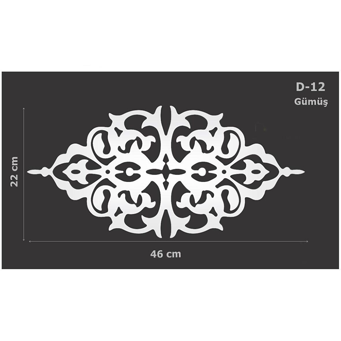 D-12 Gümüş 46 x 22 cm Sibu Aynalı Pleksi Mobilya Dolap Süsü 