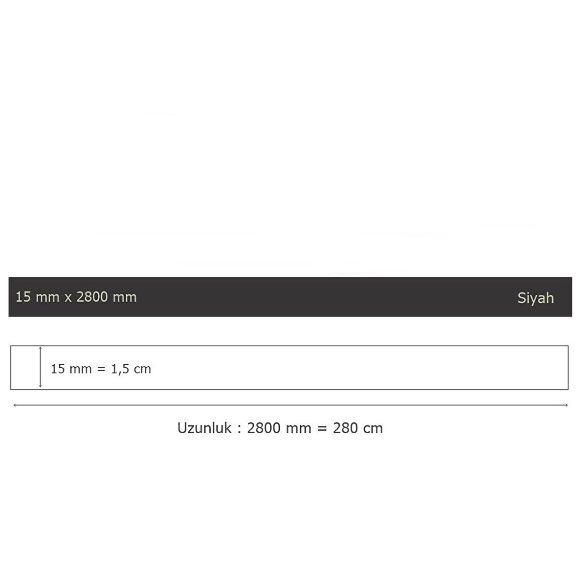 15 mm x 2800 mm Siyah Sibu Aynalı Pleksi Şerit Mobilya Süsü