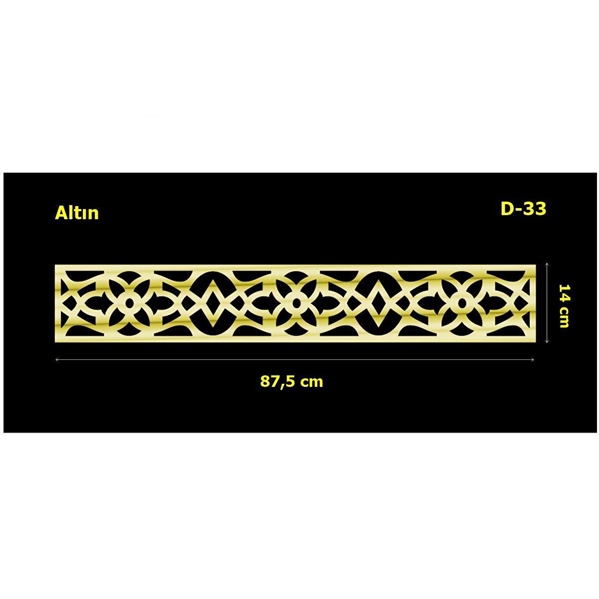 D-33 Altın 87,5 x 14 cm Sibu Aynalı Pleksi Mobilya Dolap Süsü 