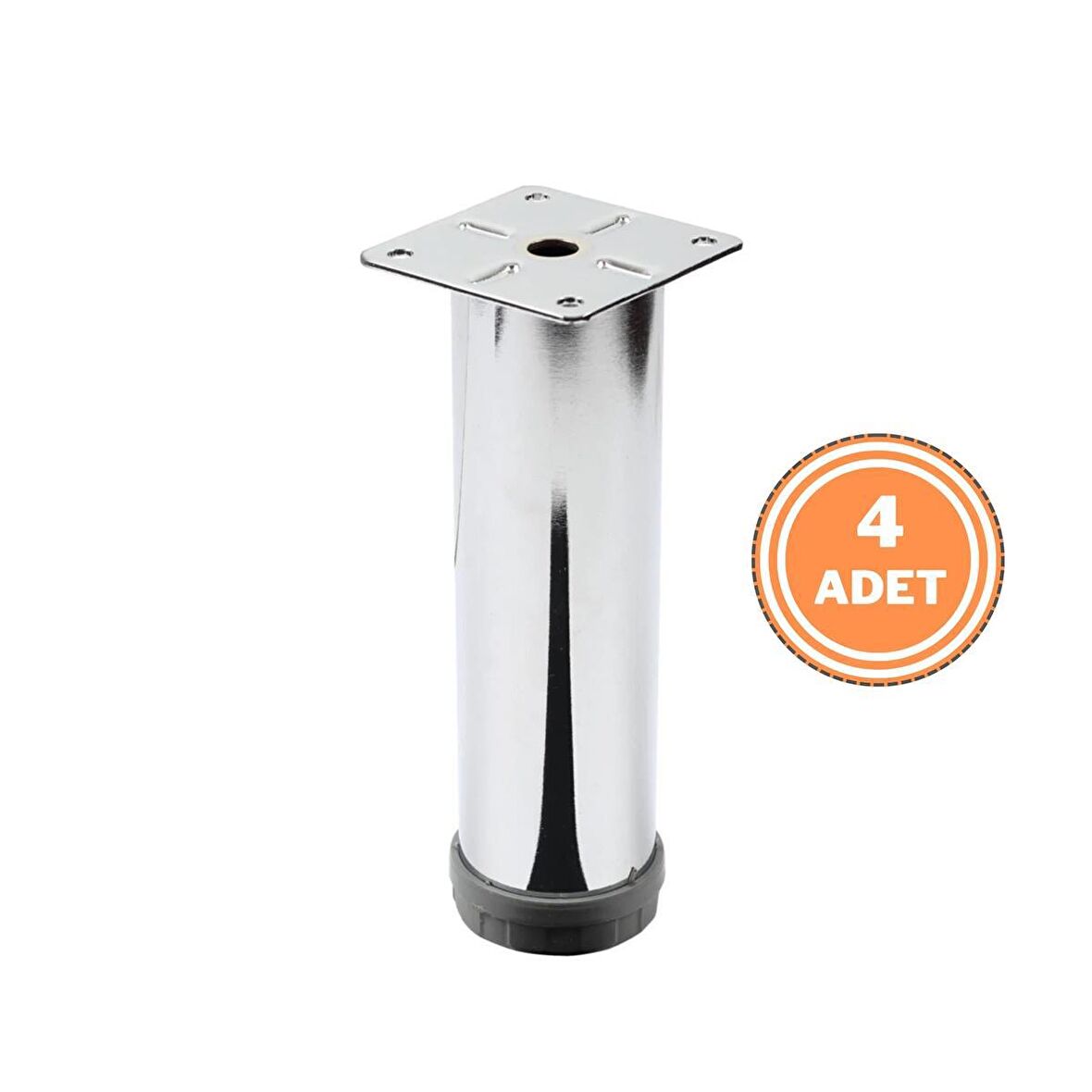 4 Adet Mobilya Ayağı Metal 15 cm Alttan Ayarlı 42 mm Krom Ayak 