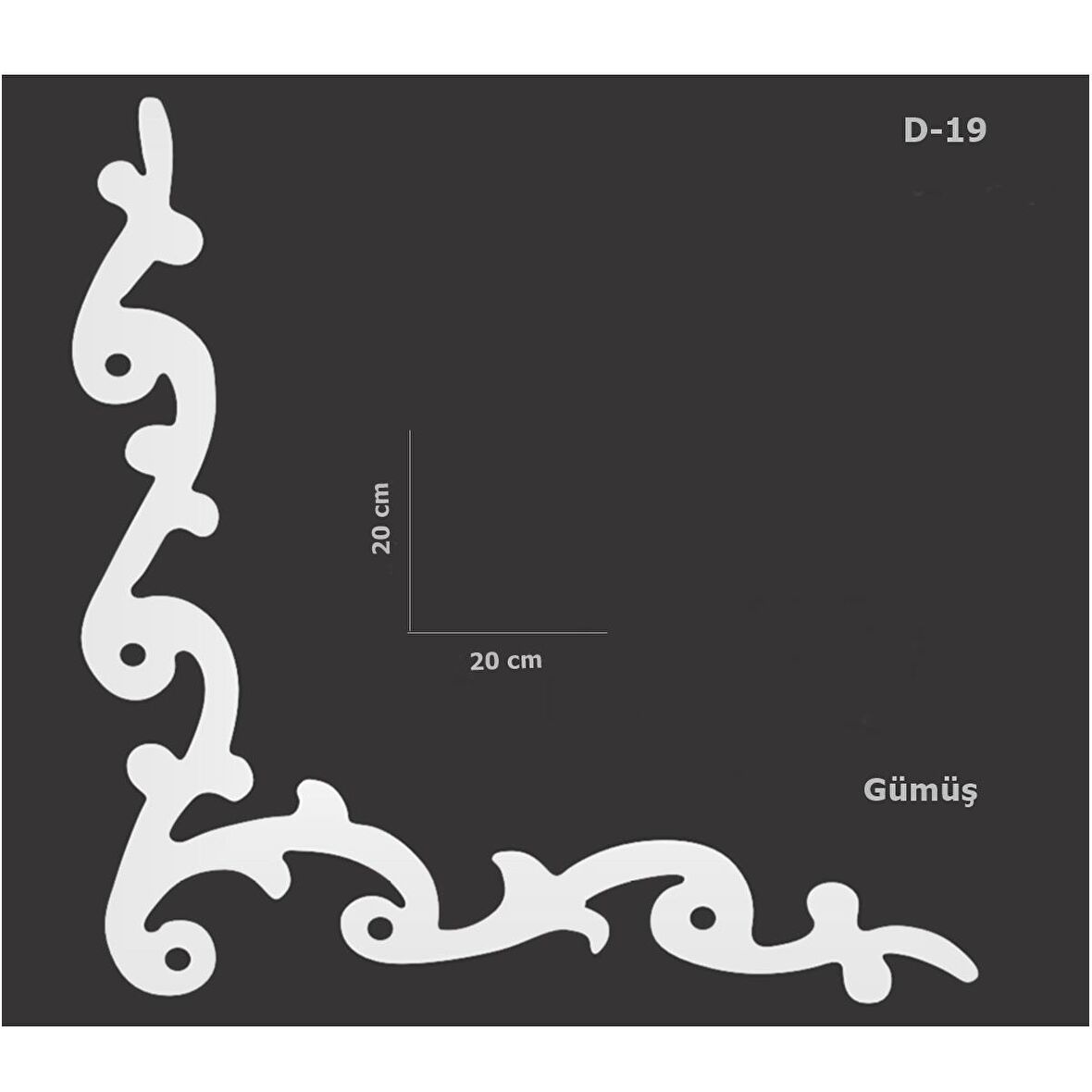 D-19 Gümüş 20 x 20 cm Sibu Aynalı Pleksi Mobilya Dolap Süsü 