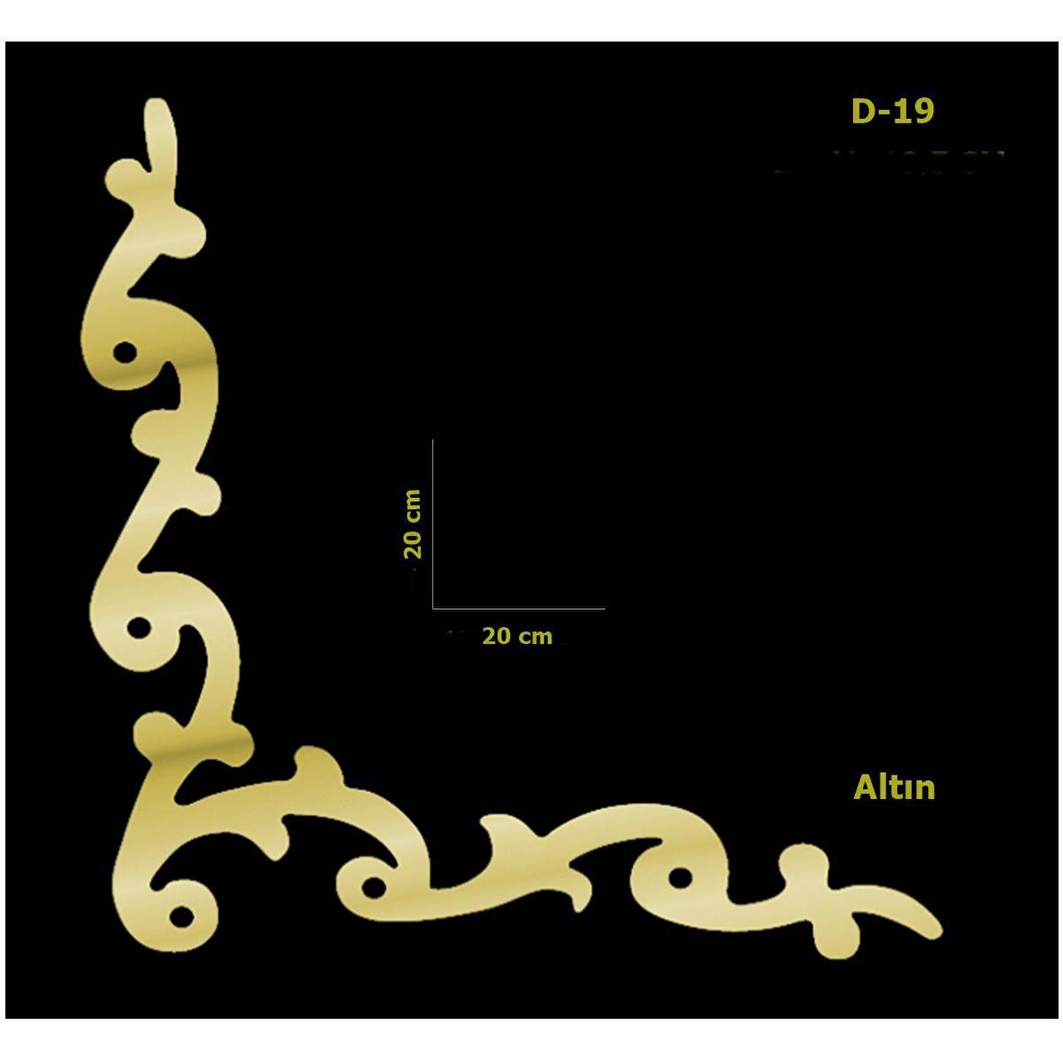 D-19 Altın 20 x 20 cm Sibu Aynalı Pleksi Mobilya Dolap Süsü 