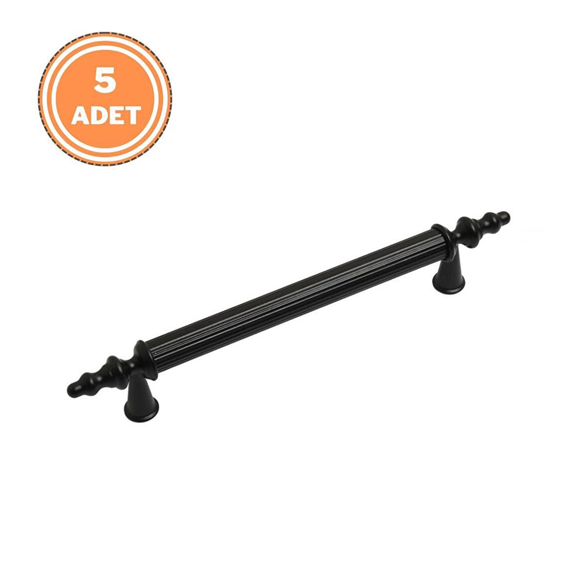 5 Adet Öyküm Çizgili Alm. 96 mm Mat Siyah Mobilya Dolap Kulp