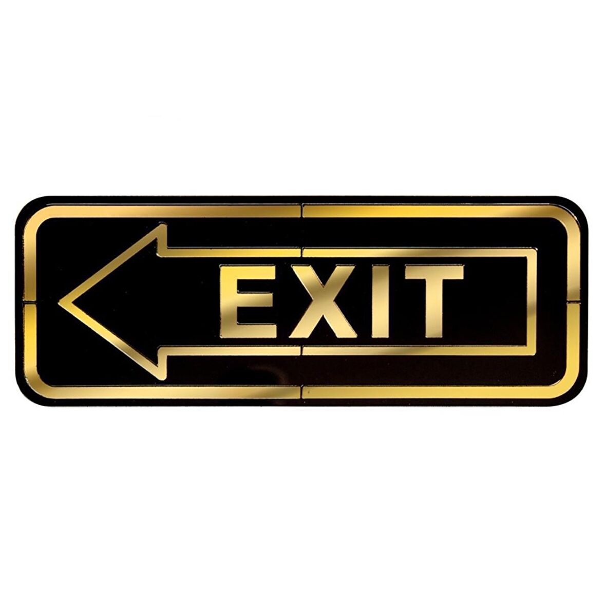 Abs Lüx Çift Katlı Yönlendirme Levhası Siyah-Altın Exit Sol Yön