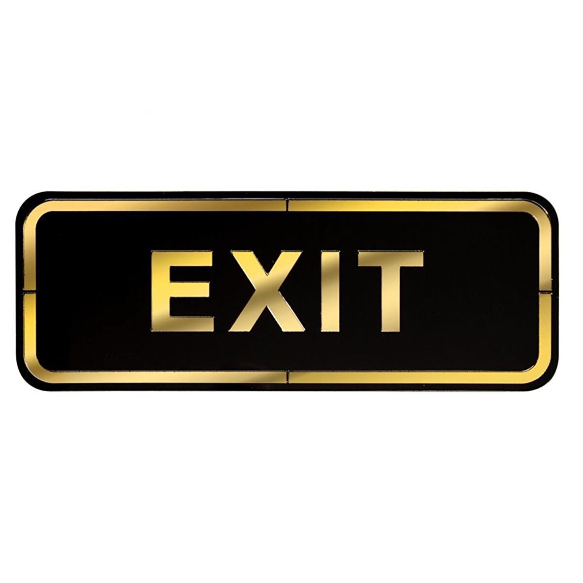 Abs Lüx Çift Katlı Yönlendirme Levhası Siyah-Altın Exit 