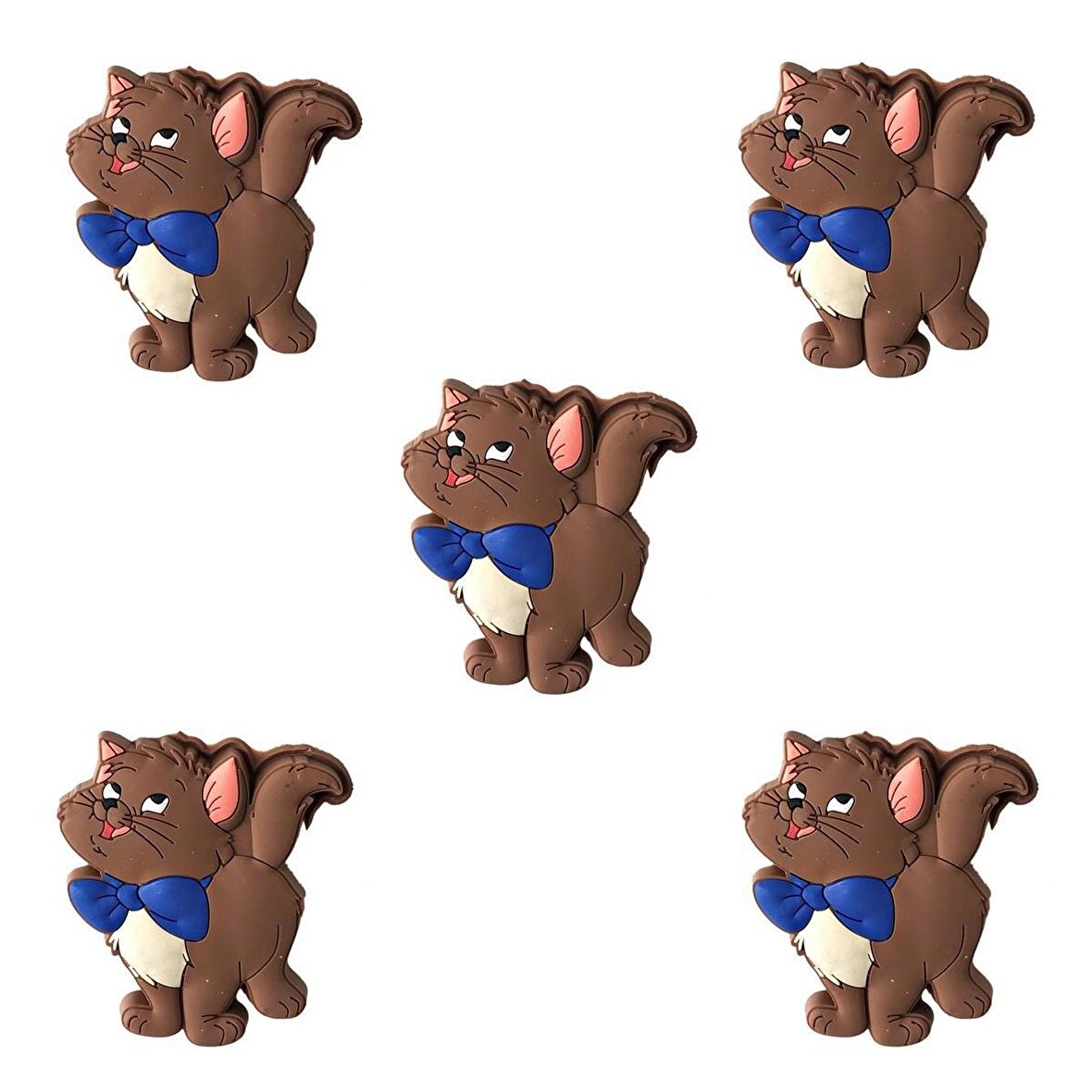 5 Adet Çocuk Odası Mobilya Kulp Dolap Düğme Kahve Kedi