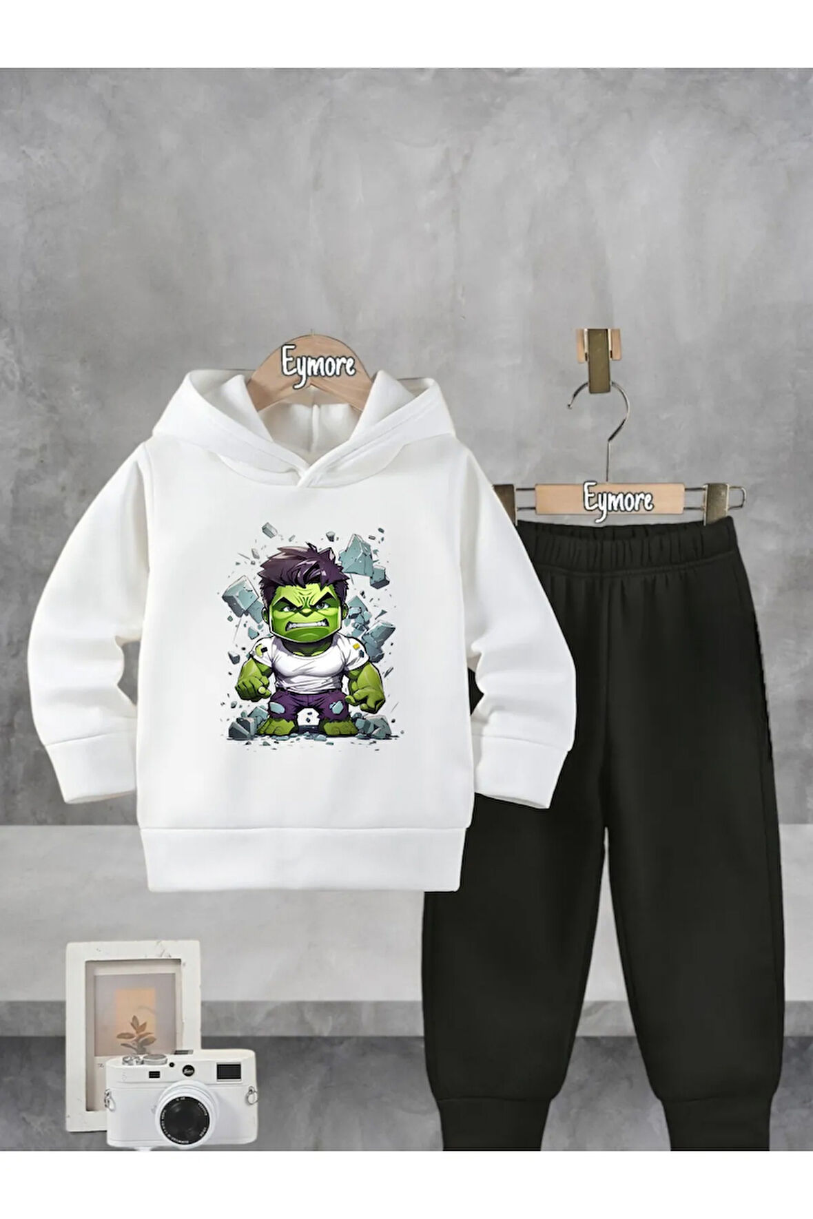 HULK BASKILI KAPÜŞONLU ALT ÜST ÇOCUK TAKIMI