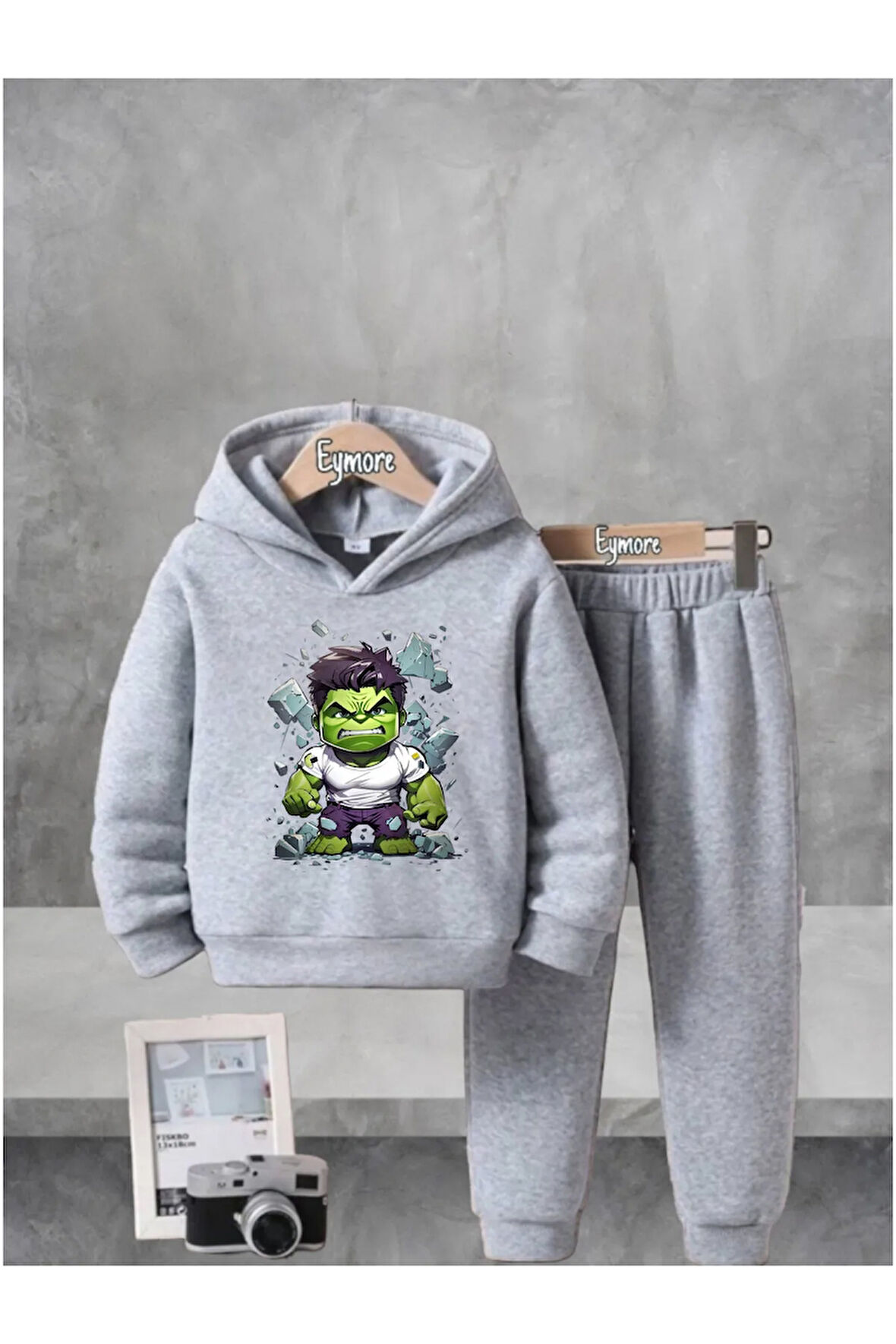 HULK BASKILI KAPÜŞONLU ALT ÜST ÇOCUK TAKIMI