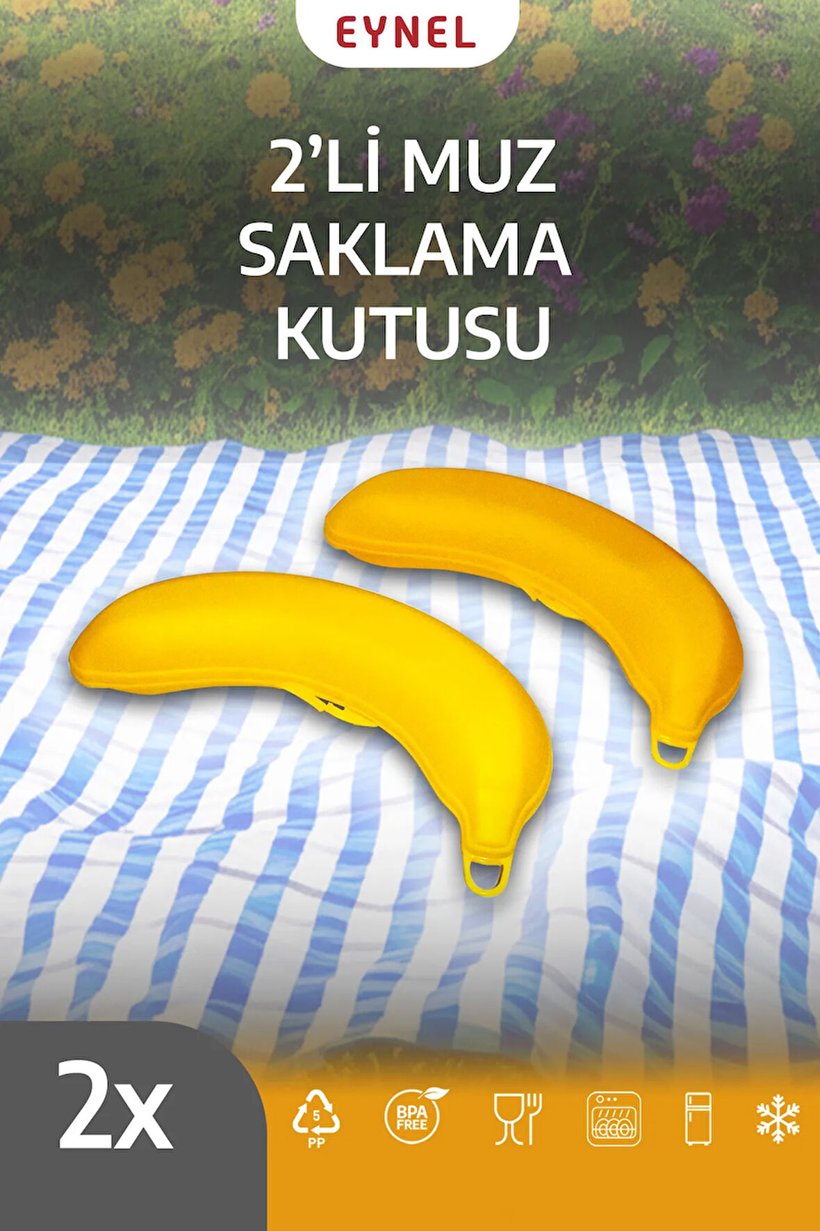 2'li Muz Şeklinde Saklama Kabı, Çocuk Kahvaltı Beslenme Koyma Kutusu Öğrenci Okul Piknik Kamp Muzluk
