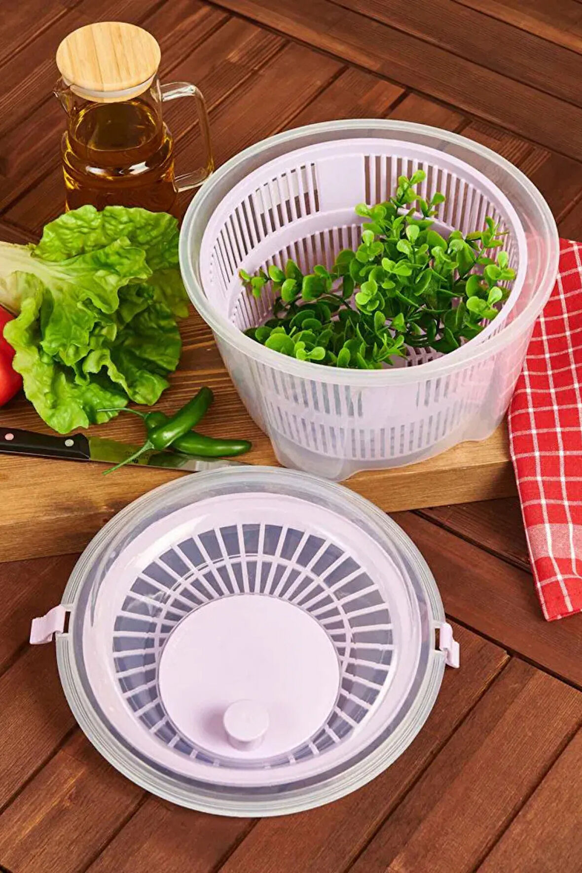 Pratik Salata Kurutucu, Sebze Yeşillik Marul Yıkama Ve Kurutma Kabı Leğen Şeklinde